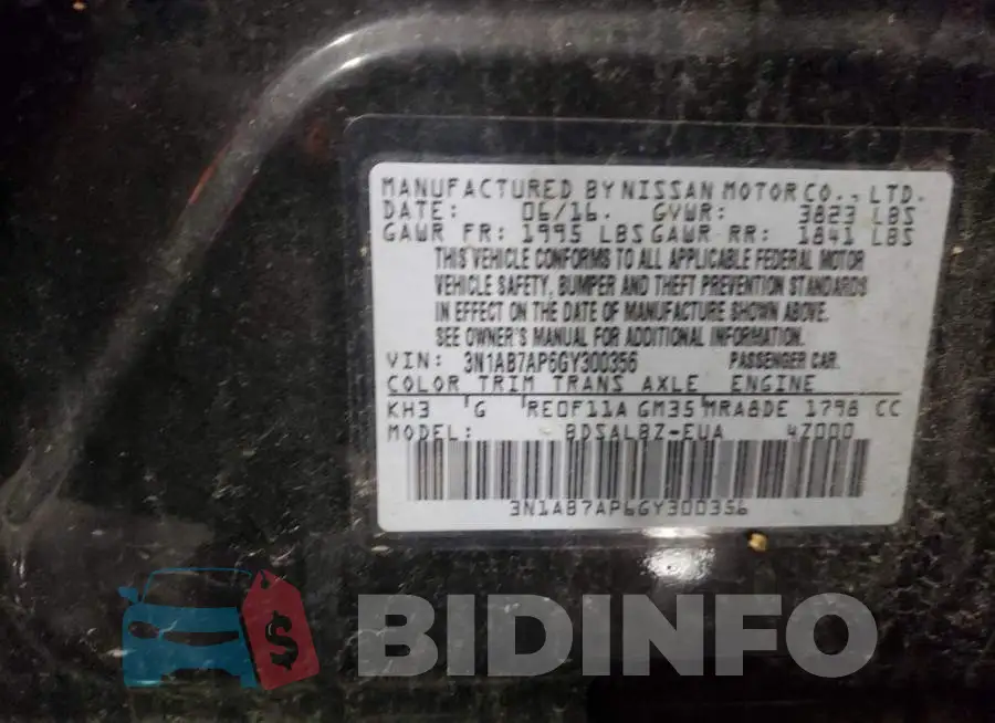 3N1AB7AP6GY300356 Photo# 13