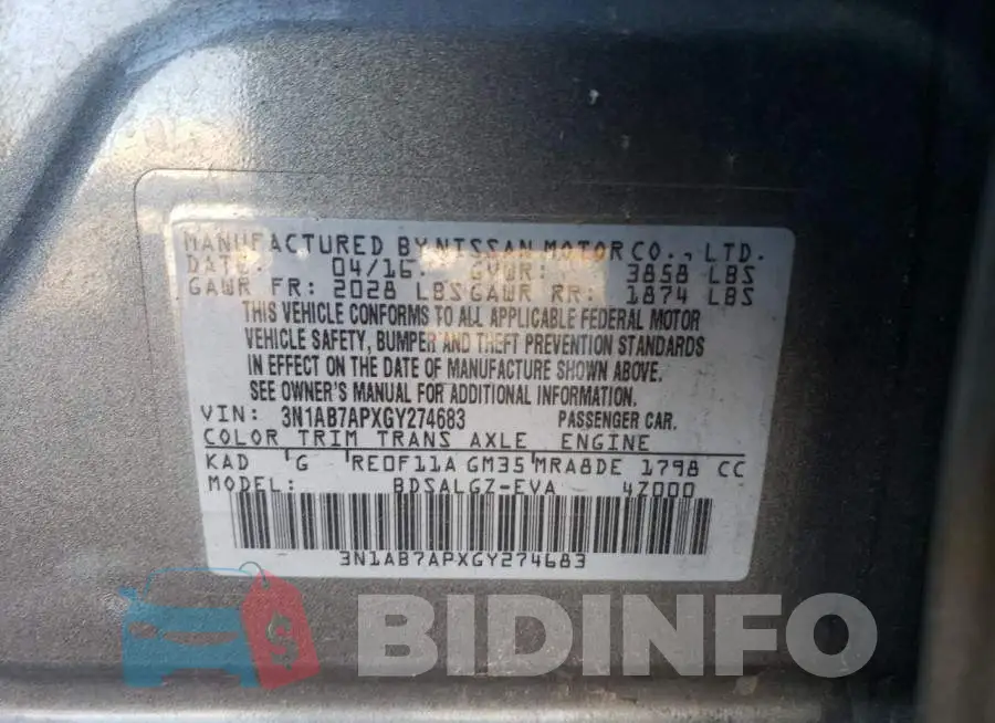 3N1AB7APXGY274683 Photo# 12