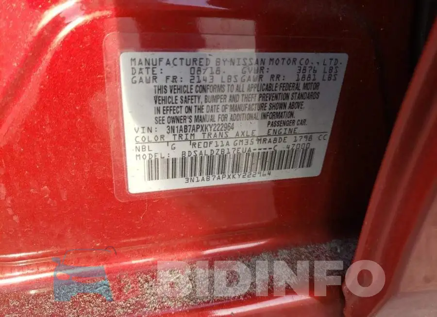 3N1AB7APXKY222964 Photo# 13