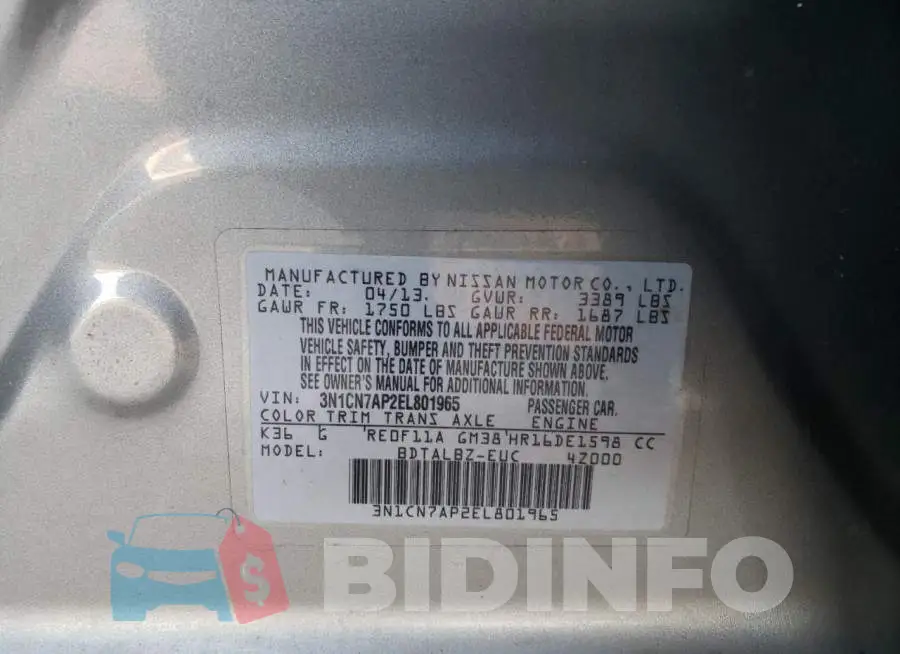 3N1CN7AP2EL801965 Photo# 12