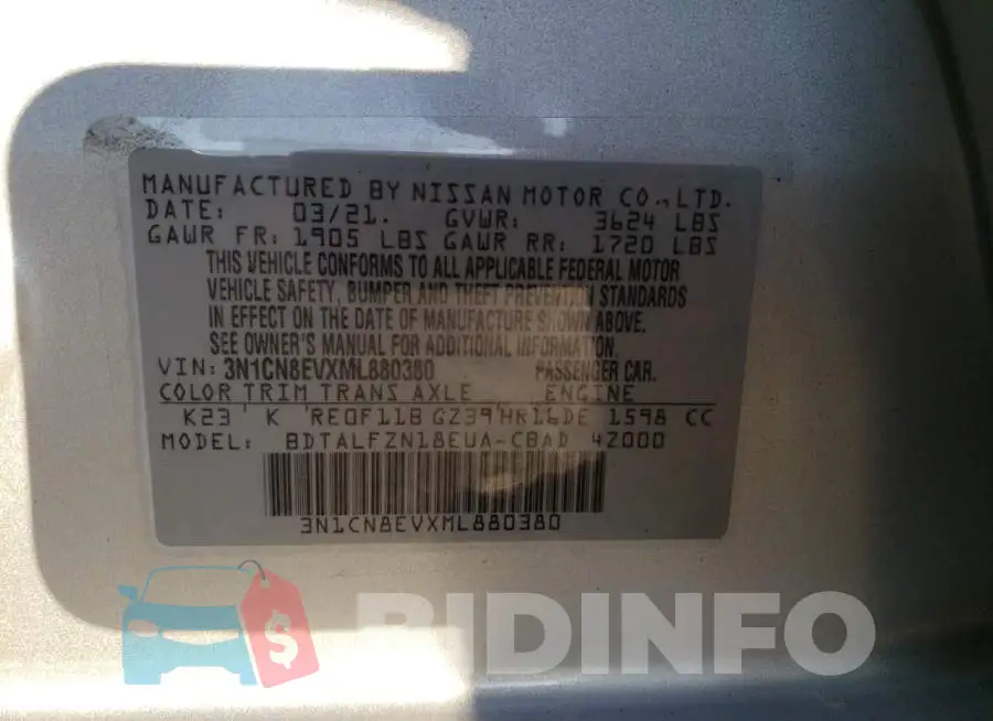 3N1CN8EVXML880380 Photo# 10