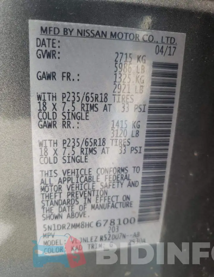 5N1DR2MM8HC678100 Photo# 10