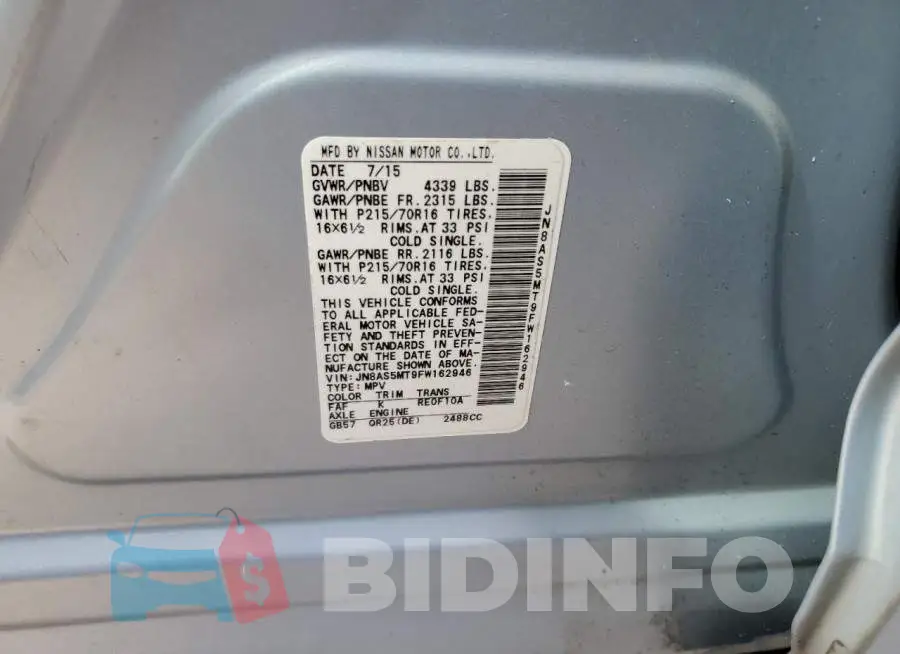 JN8AS5MT9FW162946 Photo# 10