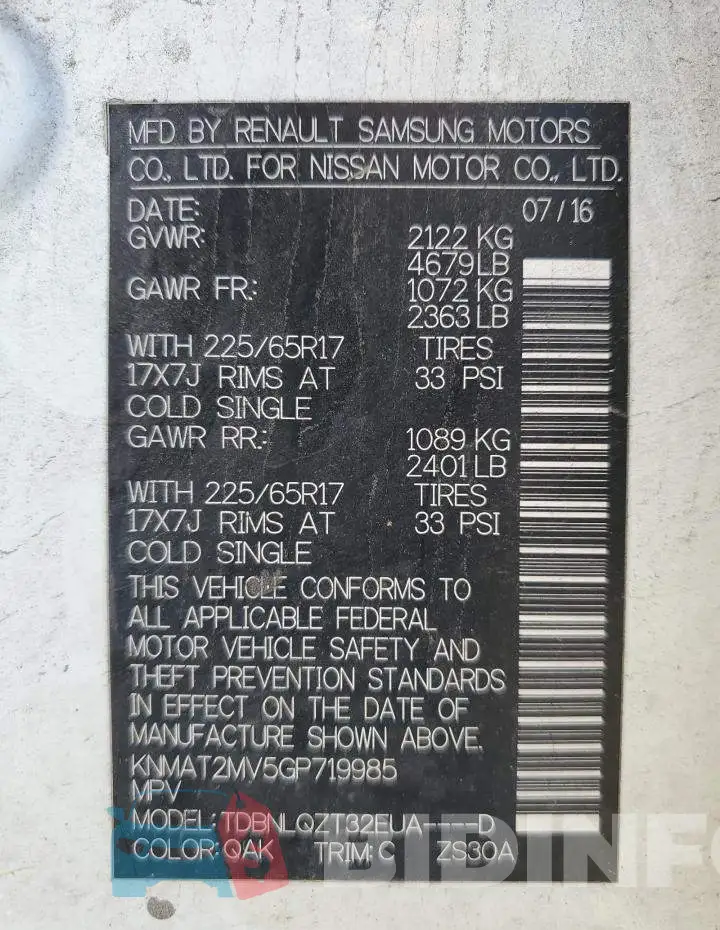 KNMAT2MV5GP719985 Photo# 14