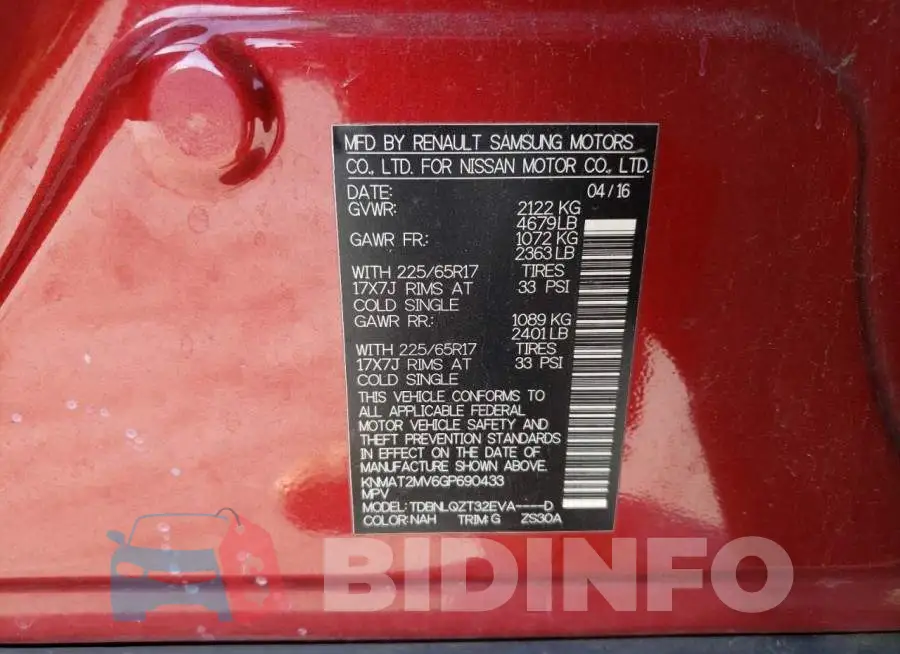 KNMAT2MV6GP690433 Photo# 12