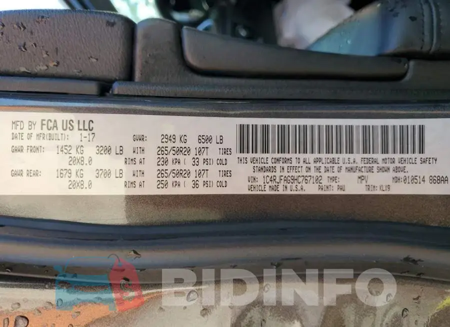 1C4RJFAG9HC767102 Photo# 10