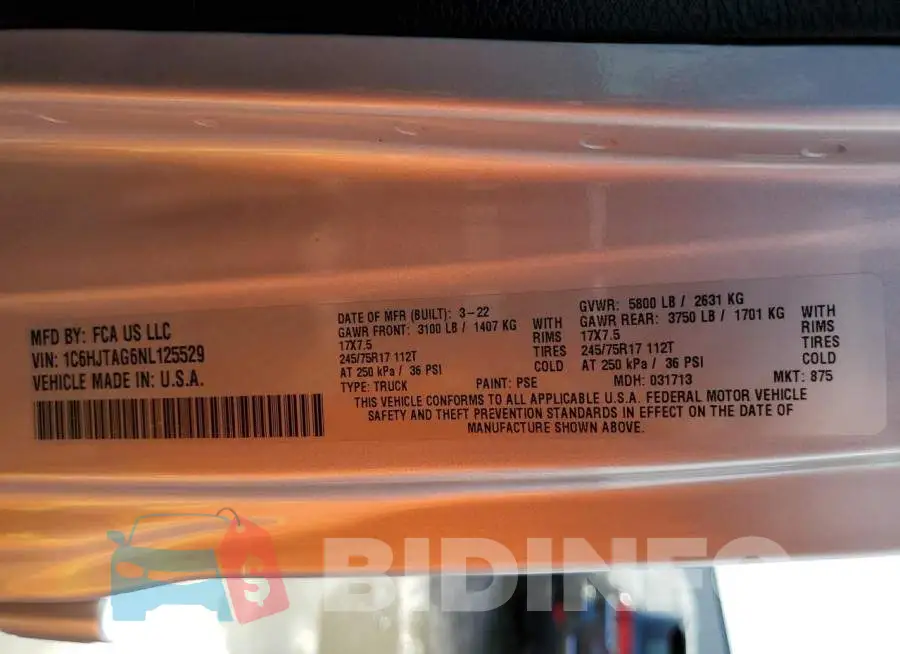 1C6HJTAG6NL125529 Photo# 12