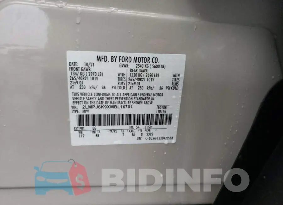2LMPJ6K9XMBL16701 Photo# 10