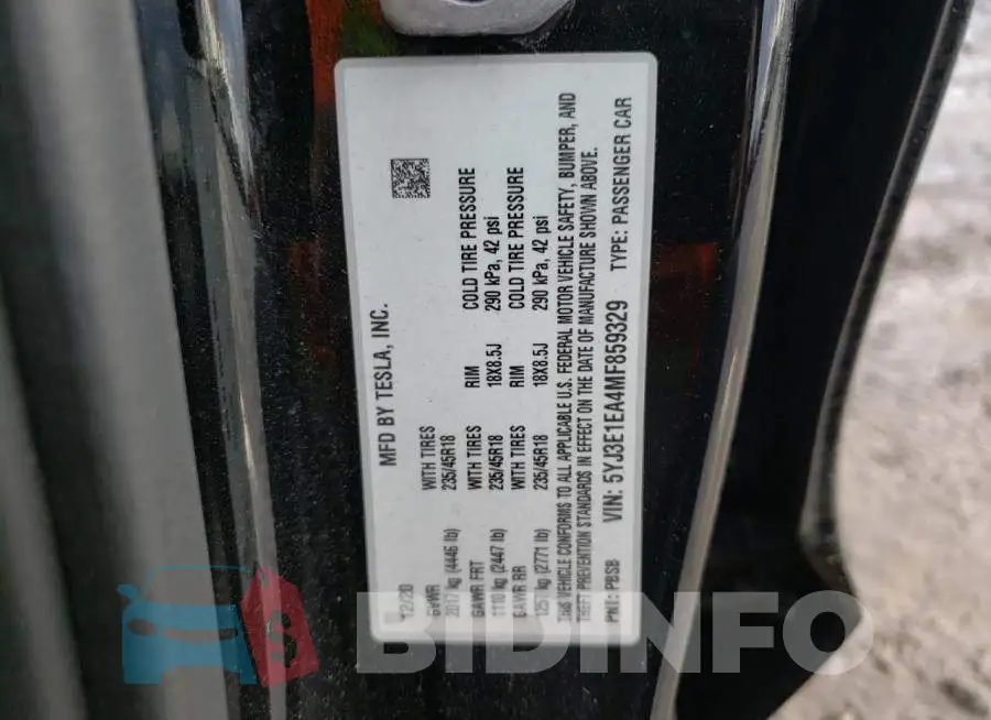 5YJ3E1EA4MF859329 Photo# 14