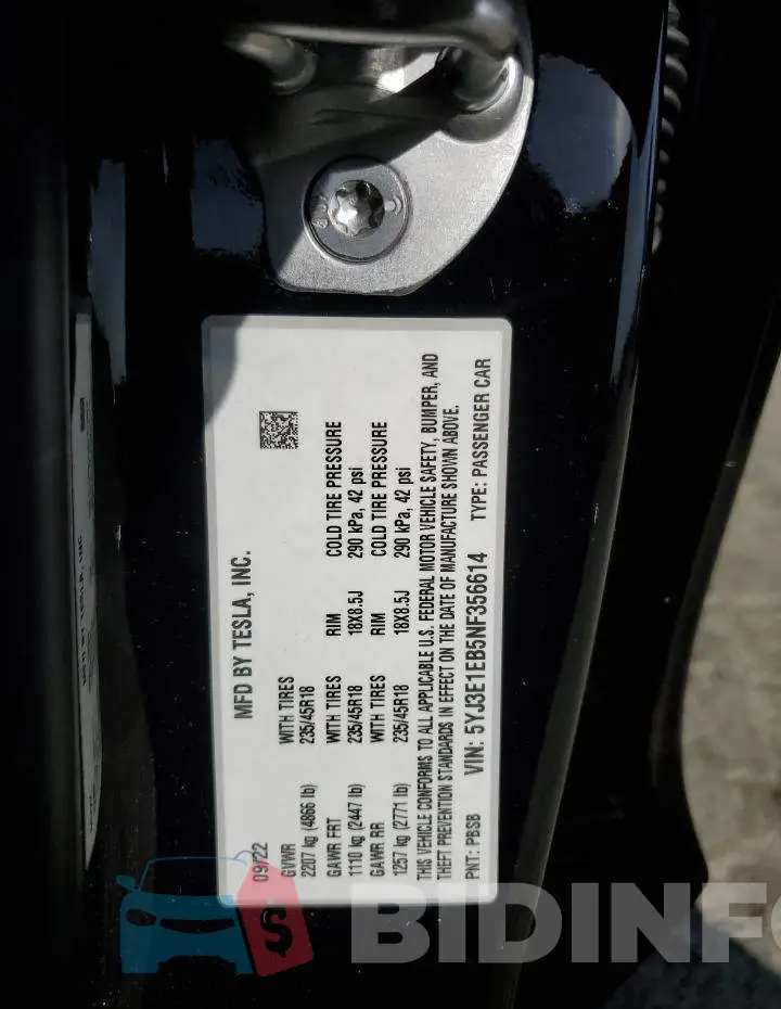 5YJ3E1EB5NF356614 Photo# 10