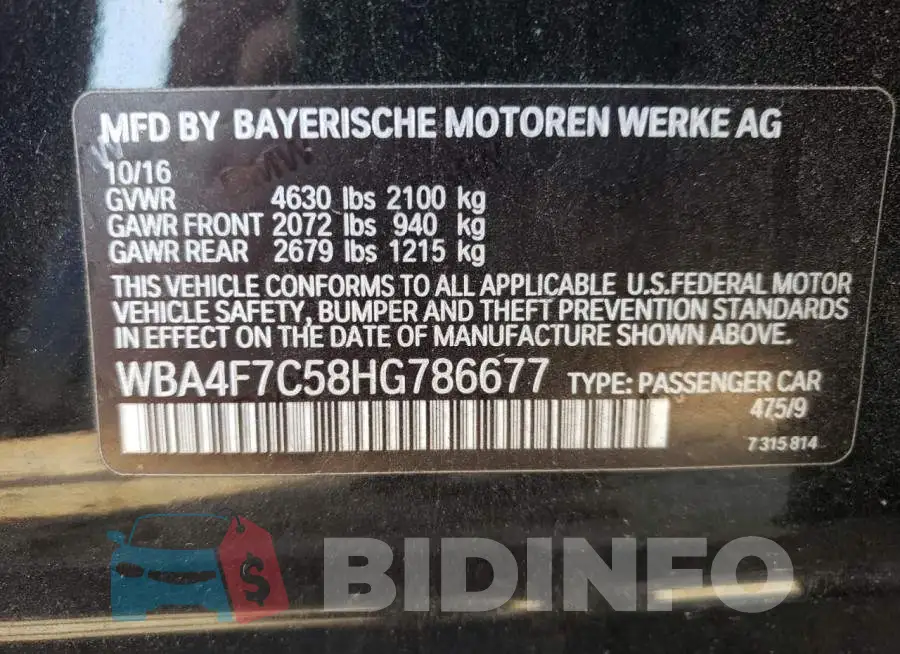WBA4F7C58HG786677 Photo# 10