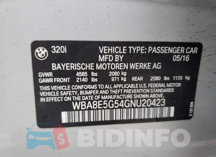 WBA8E5G54GNU20423 Photo# 12