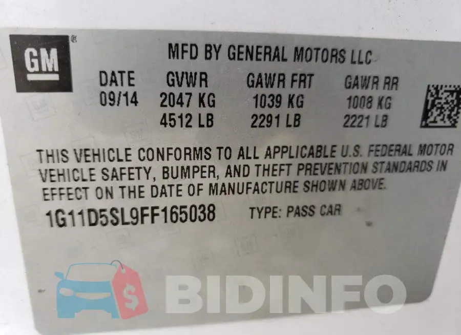 1G11D5SL9FF165038 Photo# 10