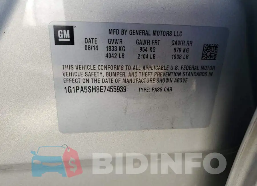 1G1PA5SH8E7455939 Photo# 12