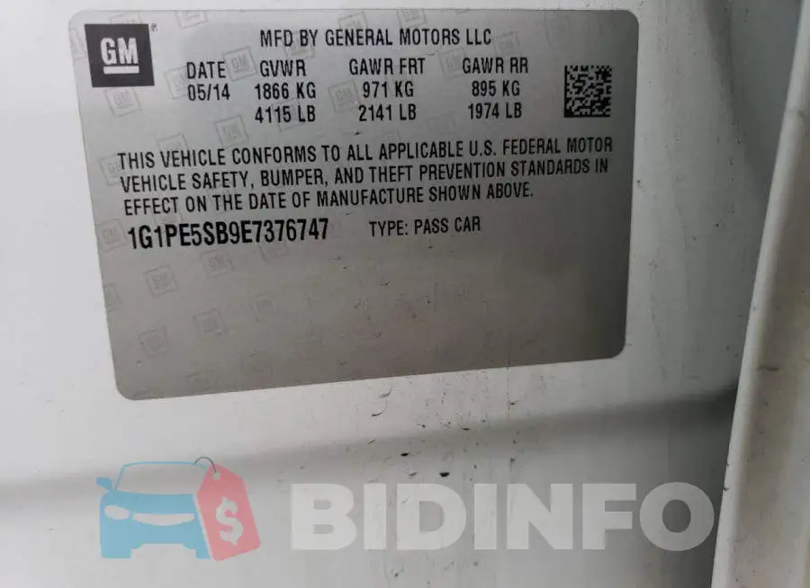 1G1PE5SB9E7376747 Photo# 13