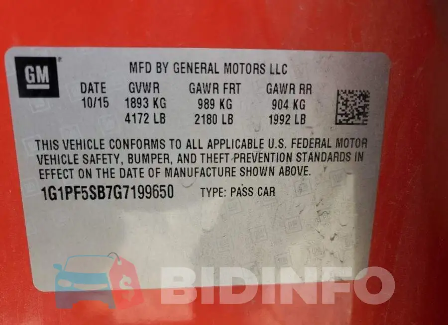 1G1PF5SB7G7199650 Photo# 10
