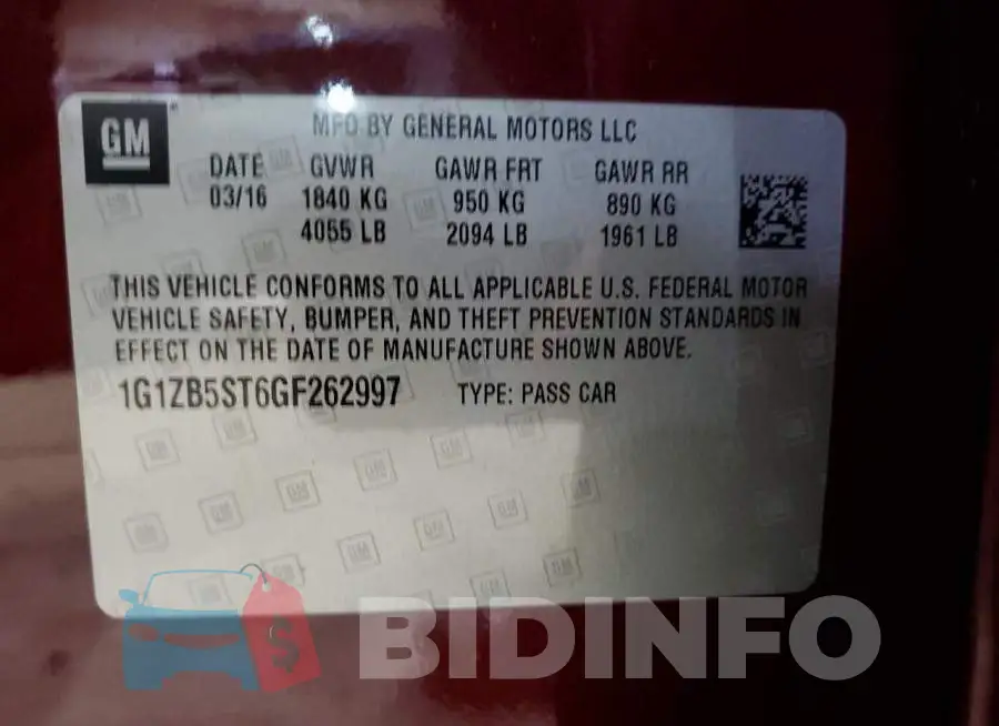 1G1ZB5ST6GF262997 Photo# 10