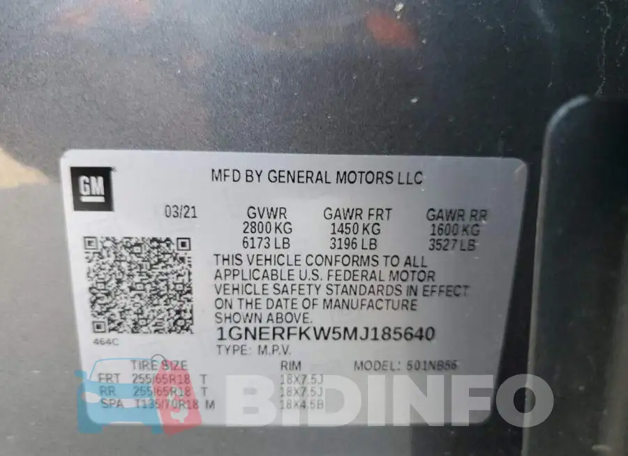 1GNERFKW5MJ185640 Photo# 10