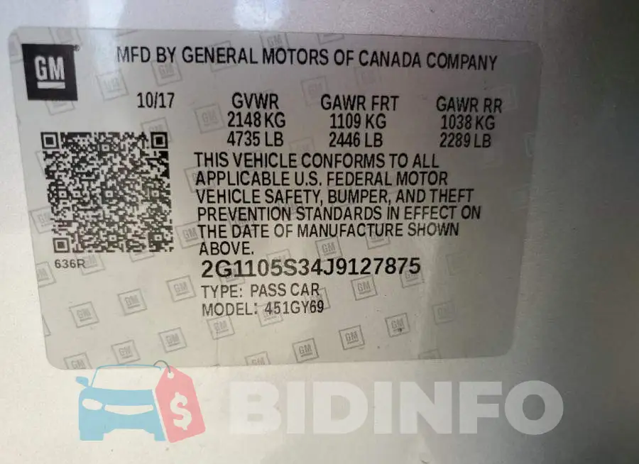2G1105S34J9127875 Photo# 10
