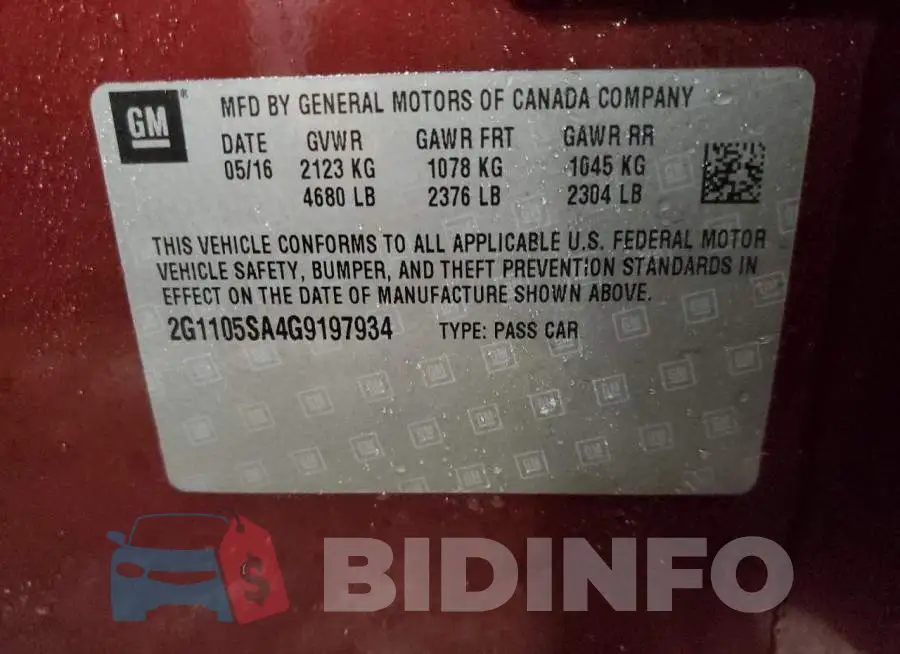 2G1105SA4G9197934 Photo# 12