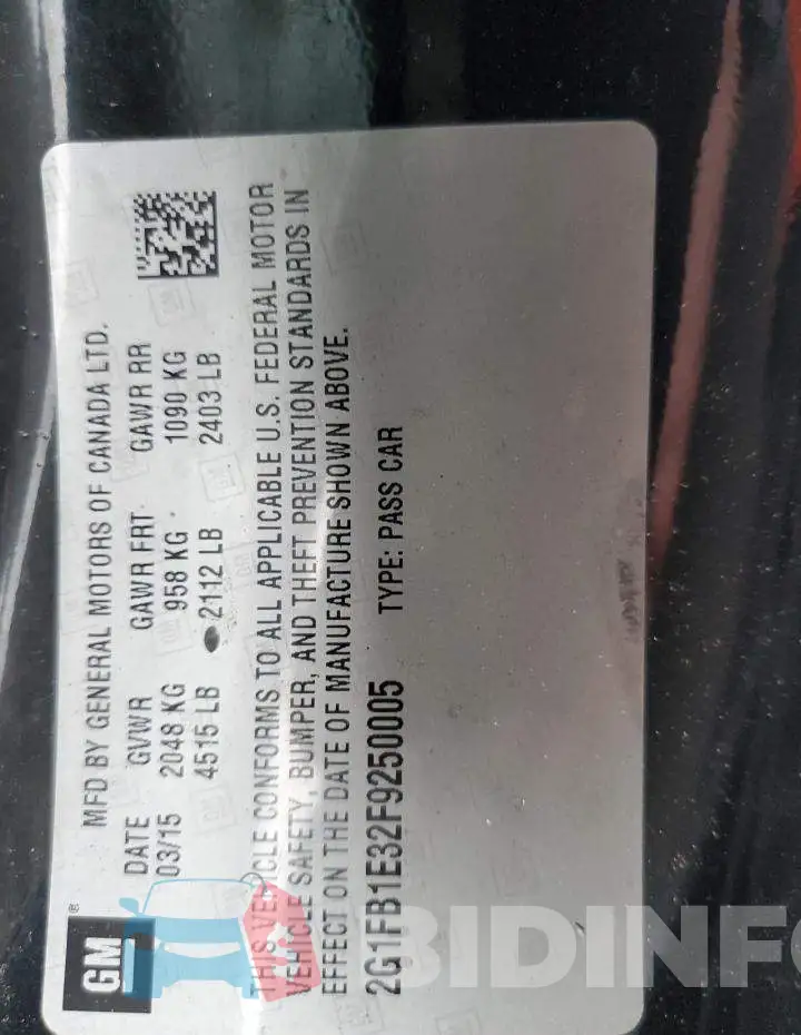 2G1FB1E32F9250005 Photo# 13