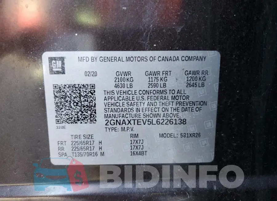 2GNAXTEV5L6226138 Photo# 10