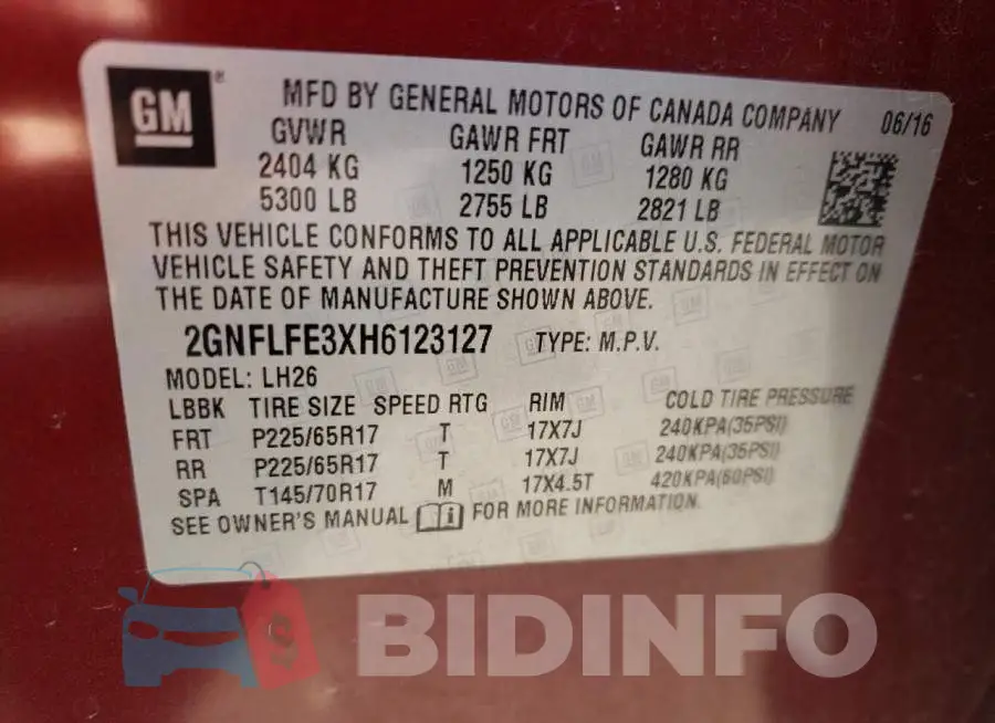 2GNFLFE3XH6123127 Photo# 10