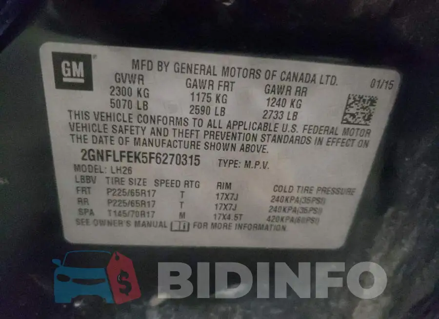 2GNFLFEK5F6270315 Photo# 13