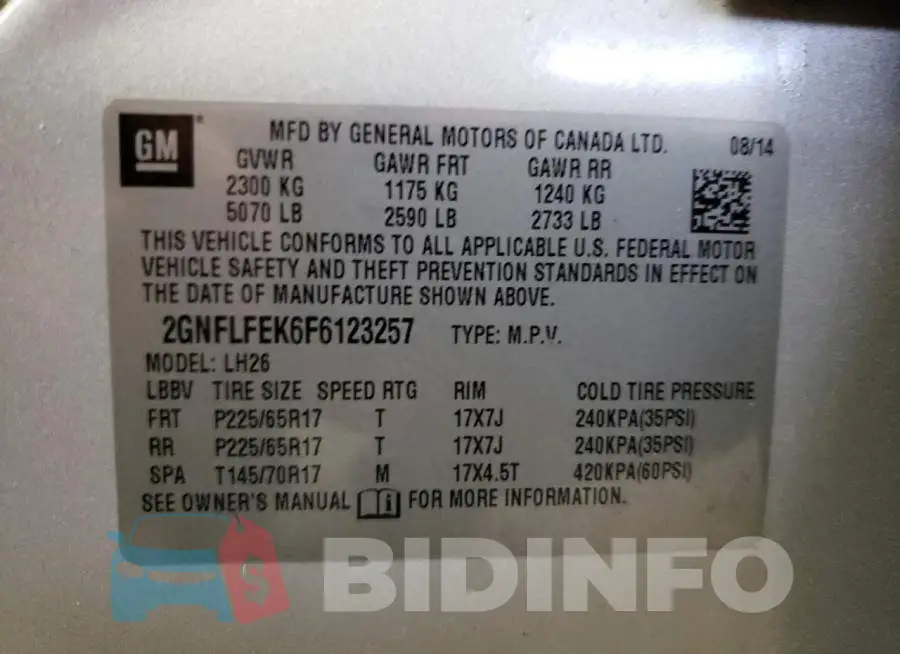 2GNFLFEK6F6123257 Photo# 12