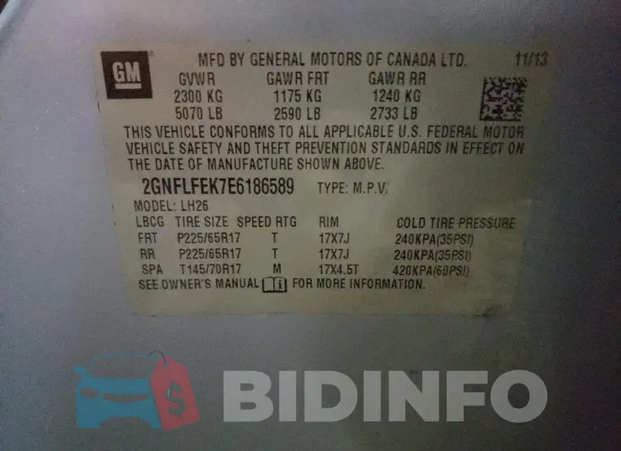 2GNFLFEK7E6186589 Photo# 13