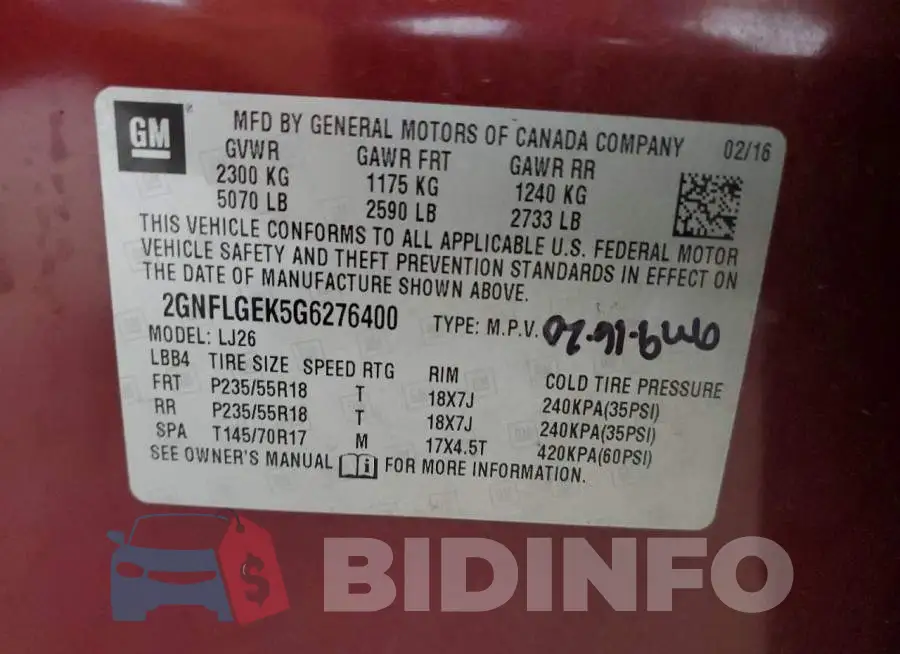 2GNFLGEK5G6276400 Photo# 10