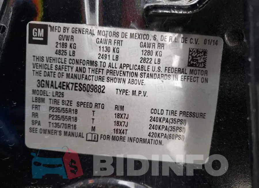 3GNAL4EK7ES609882 Photo# 13
