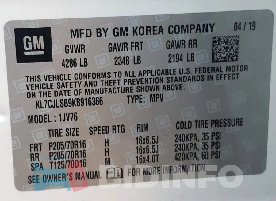 KL7CJLSB9KB916366 Photo# 10