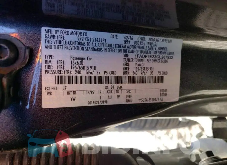 1FADP3E22GL287932 Photo# 10