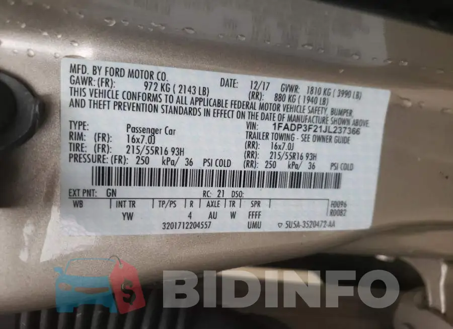 1FADP3F21JL237366 Photo# 12