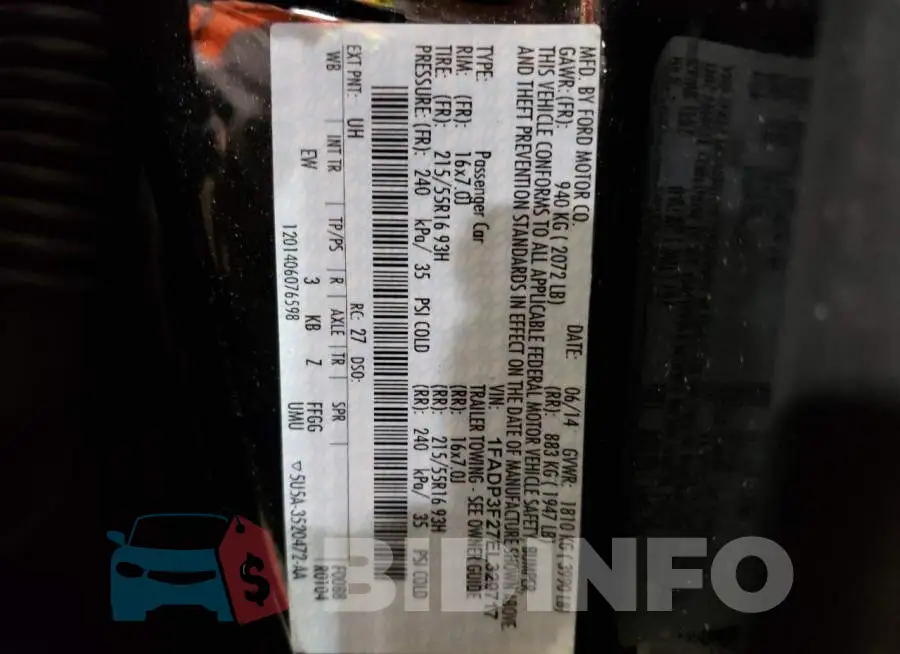 1FADP3F27EL329717 Photo# 13