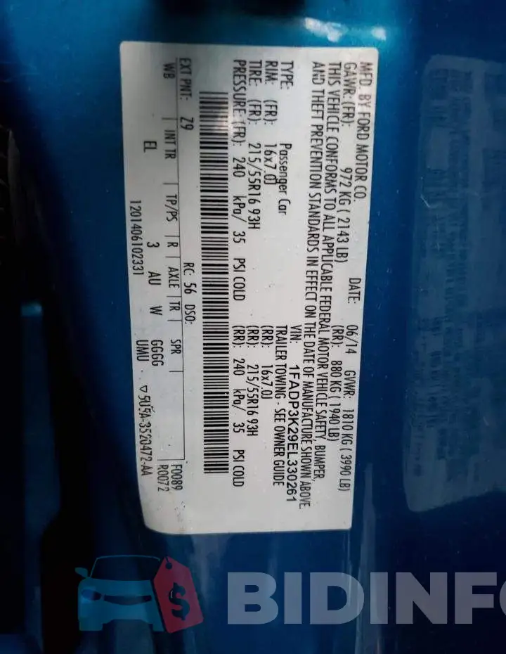 1FADP3K29EL330261 Photo# 12