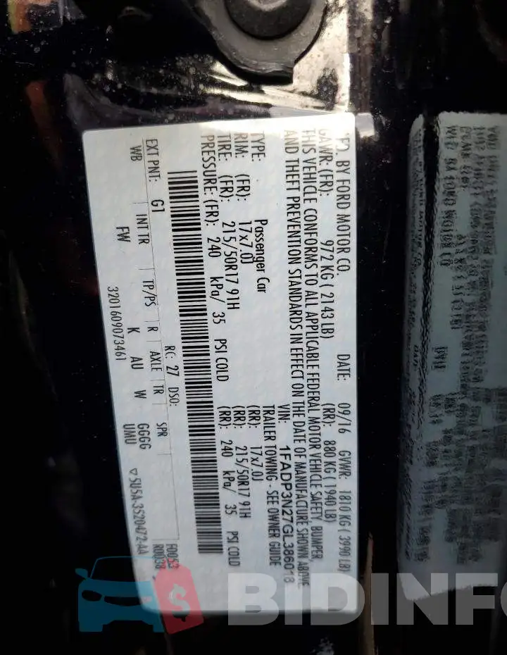 1FADP3N27GL386018 Photo# 10