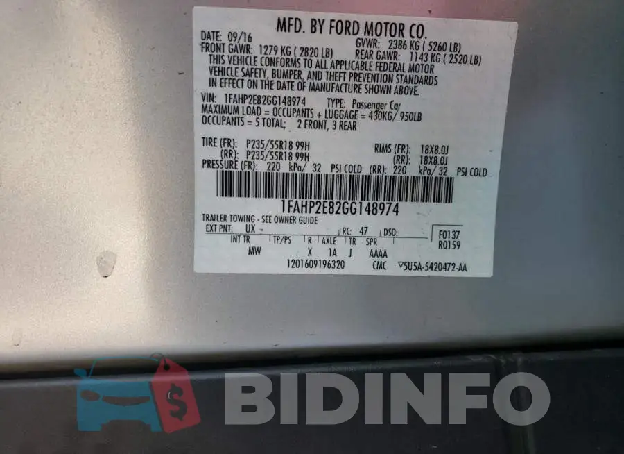 1FAHP2E82GG148974 Photo# 12