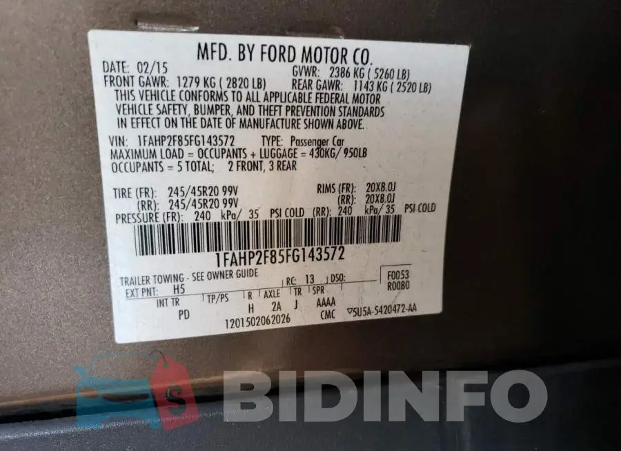 1FAHP2F85FG143572 Photo# 12