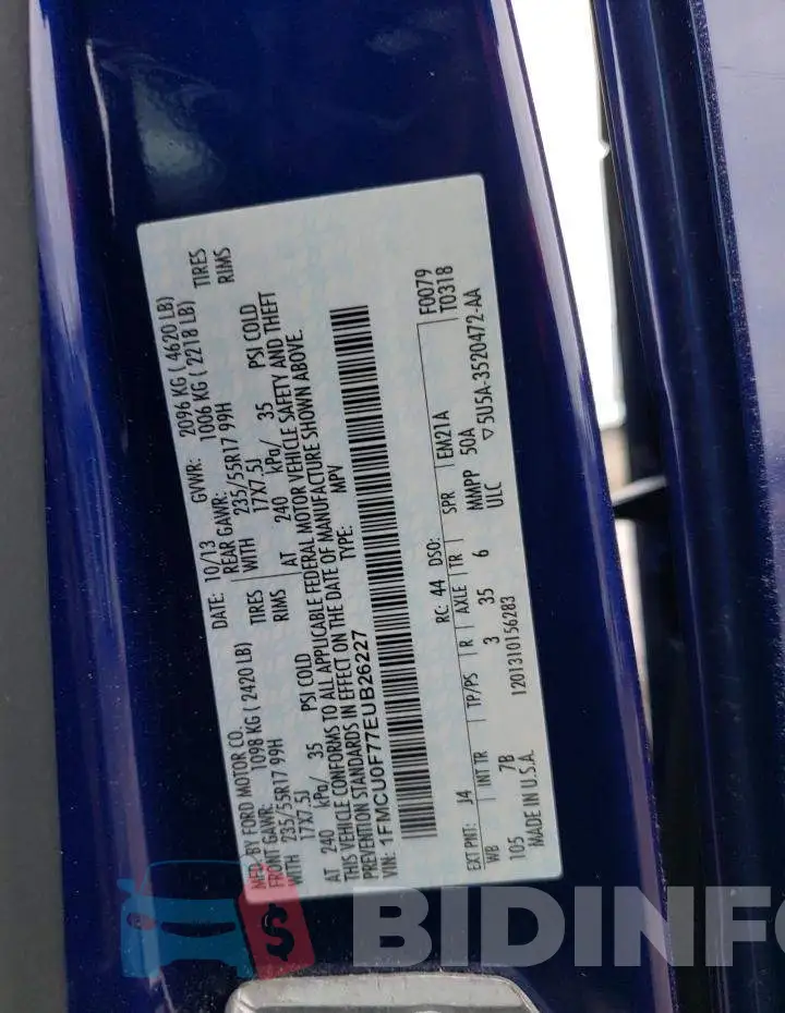 1FMCU0F77EUB26227 Photo# 12