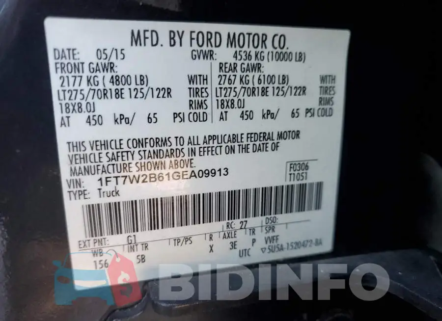 1FT7W2B61GEA09913 Photo# 13