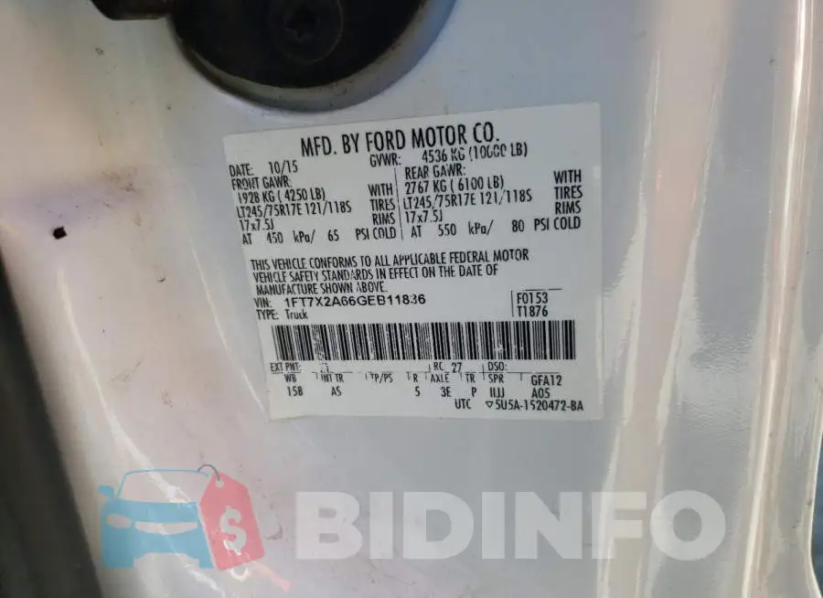 1FT7X2A66GEB11836 Photo# 10