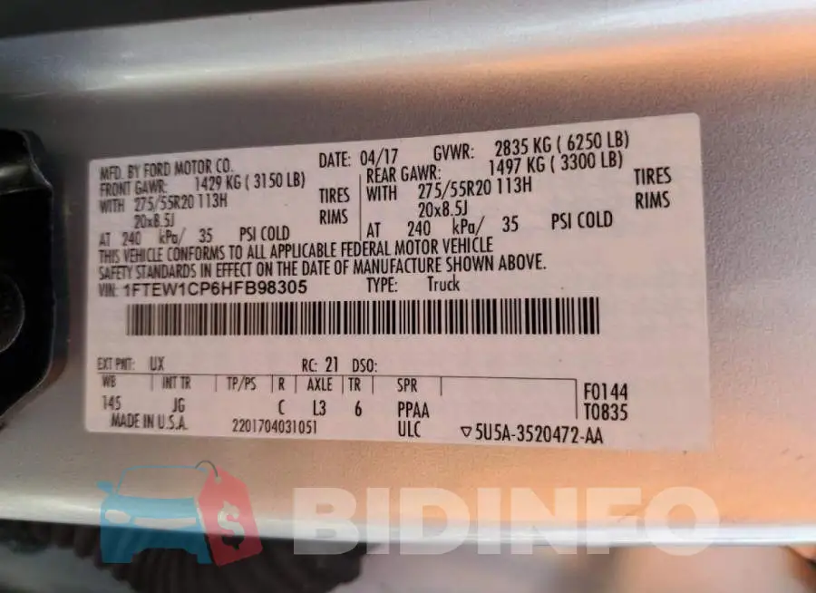 1FTEW1CP6HFB98305 Photo# 12