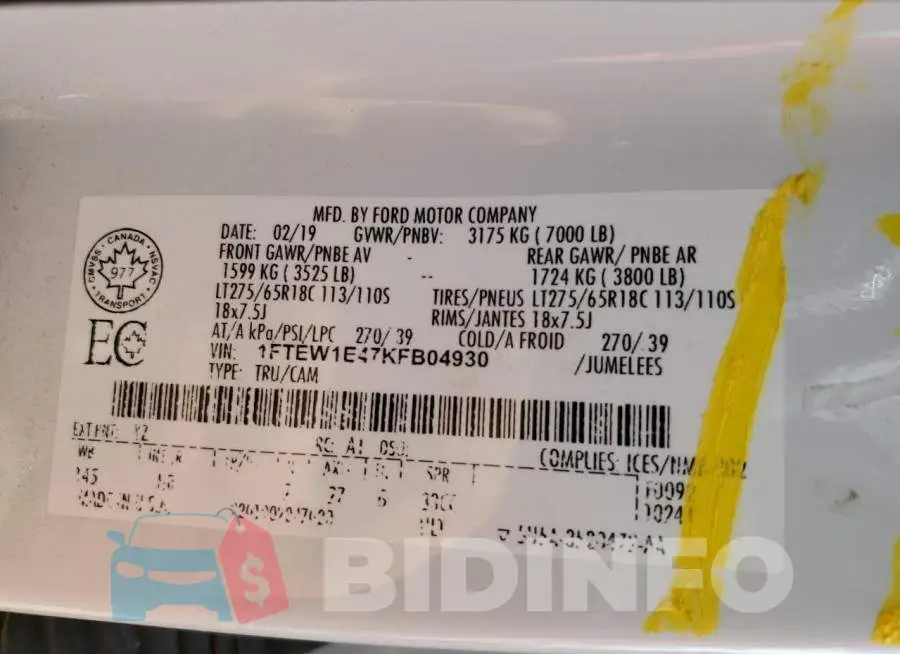 1FTEW1E47KFB04930 Photo# 10