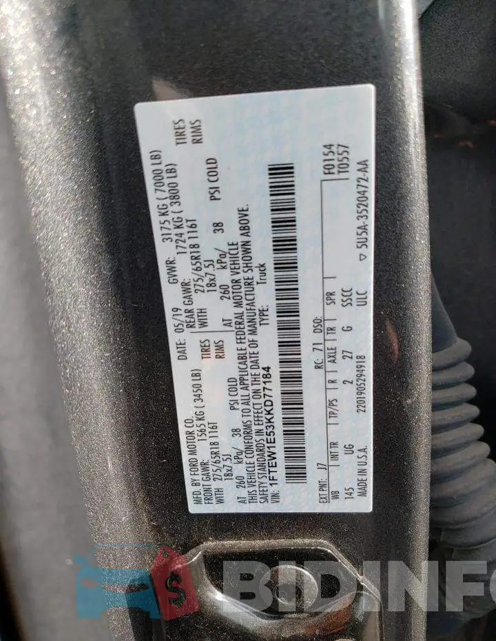 1FTEW1E53KKD77184 Photo# 12