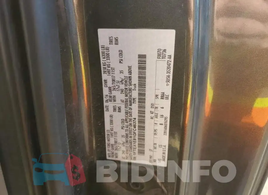 1FTEX1E81GFC46374 Photo# 12