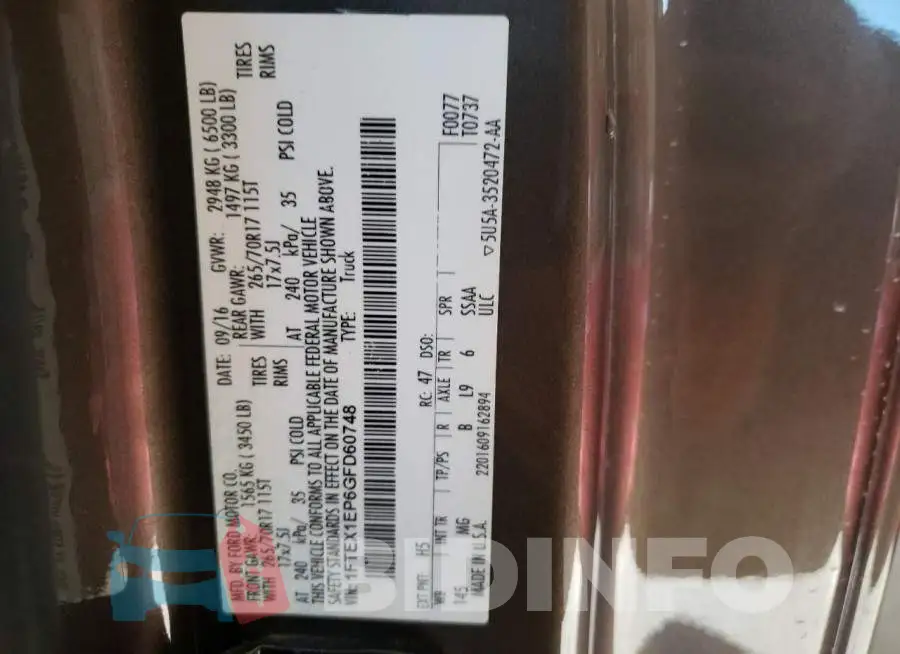 1FTEX1EP6GFD60748 Photo# 12