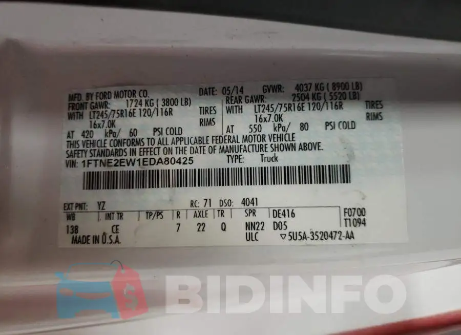 1FTNE2EW1EDA80425 Photo# 10