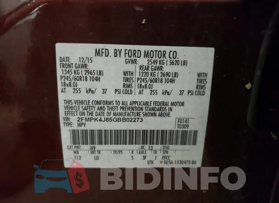 2FMPK4J85GBB02273 Photo# 14